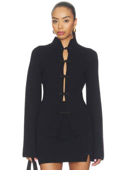 SAU LEE - Otto Tang Women's Knit Toggle Closure Wrap/Gown Black