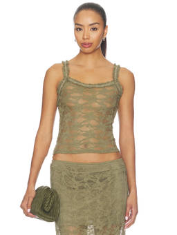 Steve Madden - Mavee Women's Semi-Sheer Lace Knit Camisole Olive