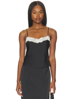 Tularosa - Claire Women's Lace Trim Adjustable Strap Camisole Black