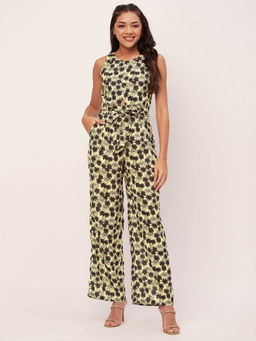 Moomaya - Beige Printed Jumpsuit for Women (Set of 2)