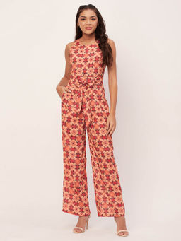 Moomaya - Peach Printed Jumpsuit for Women (Set of 2)