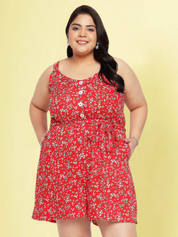 Martini - Red White Curve Plus Size Playsuit