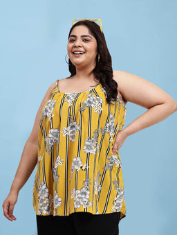 Martini - Yellow Curve Plus Size Swing Pleated Top