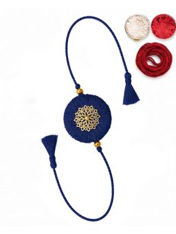 MasQ - Lotus Blue Rakhi with Roli Chawal and Kalawa