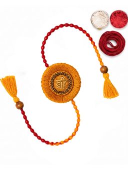 MasQ - Yellow Bro Rakhi with Roli Chawal and Kalawa