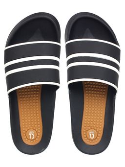 Carlton London - Striped Black & White Sliders