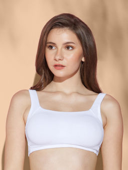 Nykd by Nykaa - Trendy Square Neckline Slip on Bra with full coverage-NYB158-White