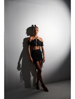 SOTBELLA - Black Ruched Co-Ord (Set of 2 Peices)