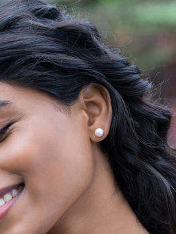 Shaya by CaratLane - 925 Silver Shaya by CaratLane A Pearl Of Love (8mm) Earrings in