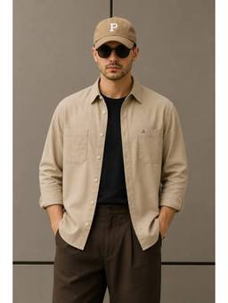 XKIND - Tan Shacket Relaxed Fit Shirt
