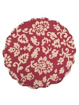 Belleven - Cotton Asian Quilted Round Placemat - 17 Inches Round (Set of 4), Red