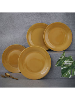 HomeTown - Palette Ceramic 10.5 Inch Dinner Plate 4 Pcs In Yellow Colour