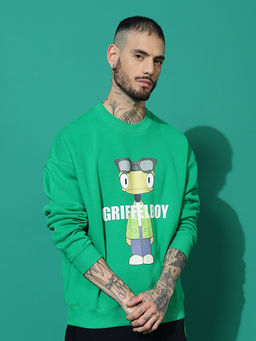 Griffel - Anime Boy Oversized Green Sweatshirt