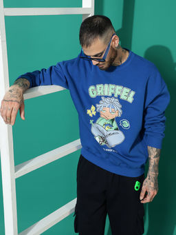 Griffel - Anime Boy Oversized Blue Sweatshirt