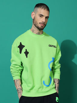 Griffel - S Arrow Oversized Green Sweatshirt