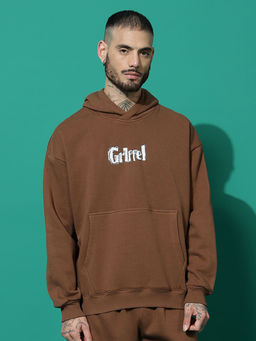 Griffel - Island Bird Oversized Brown Hoodie