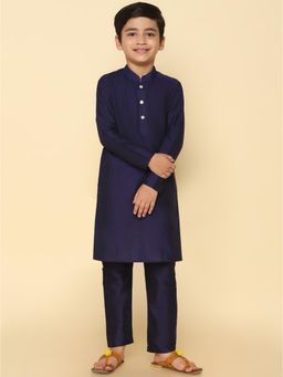 KISAH - Boys Navy Blue Kurta with Pyjama (Set of 2)