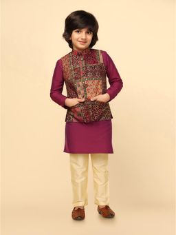 KISAH - Boys Multi Kurta Jacket with Pyjama (Set of 3)
