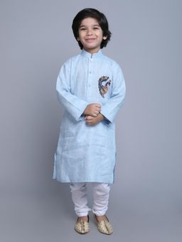 Little Clothings - Boys - Emboroidery Kurta with Pyjama - Blue (Set of 2)
