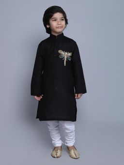 Little Clothings - Boys - Emboroidery Kurta with Pyjama - Black (Set of 2)