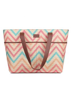 Zouk - Womens Printed Handicraft Fabric and Vegan Leather Tote Bag