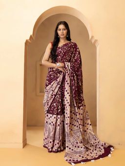 Mayurie - Aarohi Batik Print Cotton Saree with Unstitched Blouse