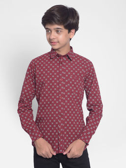 CRIMSOUNE CLUB - Boys Maroon Printed Shirt