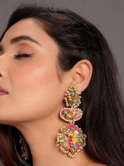 KIHOY - Devi Embroidered Earrings - Ivory