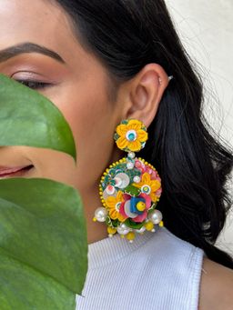 KIHOY - Garden Of Eden Embroidered 3D Earrings - Ivory