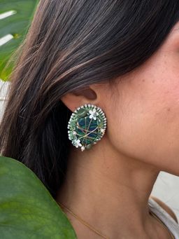 KIHOY - Moni Earrings Hand Embroidered Earrings - Green