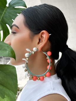 KIHOY - Peachy Hoop Earrings - Magenta