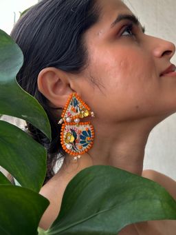 KIHOY - Qualla Hand painted And Embroidered Earrings - Multi-Color