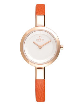 Obaku - Siv Pumpkin V129LXVIRO White Dial Quartz Watch For Women