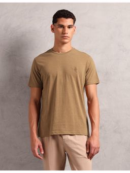U.S. POLO ASSN. - Men Beige Pure Cotton Comfort Fit Lounge T-shirt- I633