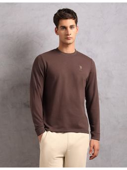 U.S. POLO ASSN. - Men Brown Comfort Fit Solid Lounge T-shirt- Oee14