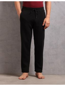 U.S. POLO ASSN. - Men Black Solid Mid Rise Fleece Lounge Pant- Or007