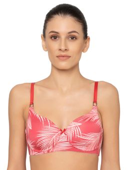 Triumph - Padded Non Wired Tropical Palm Print Everyday Seamless T-Shirt Bra - Red