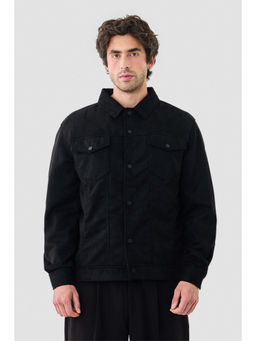 Snitch - Black Solid Full Sleeves Relaxed Casual Shacket For Men