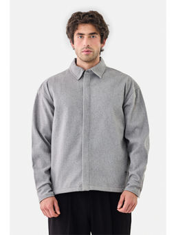 Snitch - Grey Solid Full Sleeves Oversized Casual Shacket