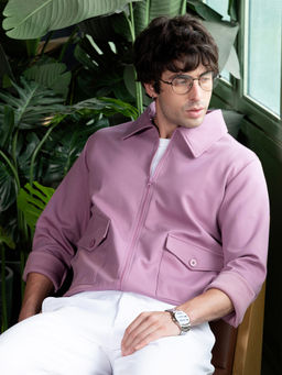 Campus Sutra - Lavender Zip-Front Knit Jacket