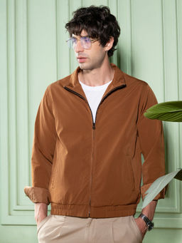 Campus Sutra - Brick Brown Solid Bomber Jacket