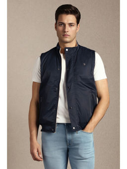 Louis Philippe - Men Casual Navy Blue Revisable Solid Jacket