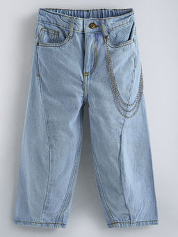 Hopscotch - Chain Charm Denim Barrel Jeans