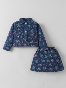 Hopscotch - Floral Jacket and Denim Skirt