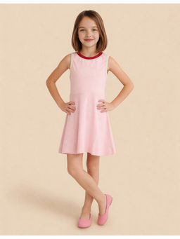 U.S. POLO ASSN. - Girls Contrast Rib Skater Pink Dress