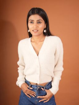 KOTTY - White Textured Cardigan