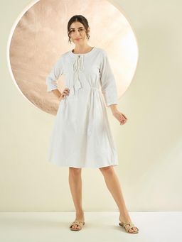 First Resort by Ramola Bachchan - White Cross Stitch Dress