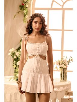 Lea Clothing - Saylor White Mini Corset Cutout Dress