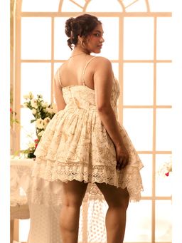 Lea Clothing - Willow White Cutout Pearl Embroidered Dress