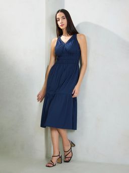 Virgio - Tiered Blue Cotton Dress